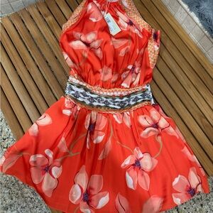 Ramy Brook Orange Pleated Sundress. Brand new!